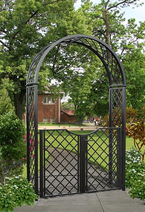 Portofino Garden Arch with Garden Gate. Galvanised, powder coated steel.