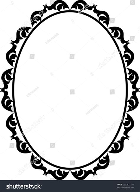 Silhouette Ornamental Frame Oval Stock Vector 97827272 - Shutterstock