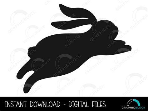 Jumping Bunny Silhouette SVG, Easter Rabbit PNG, Black Bunny Vector Outline Cricut Cut File ...