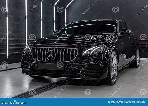 Black Mercedes-Benz E-Class Car W213. Editorial Stock Image - Image of front, glitter: 180420984