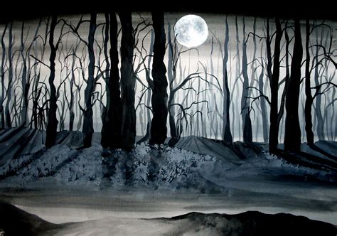 Forest At Night Painting at PaintingValley.com | Explore collection of Forest At Night Painting