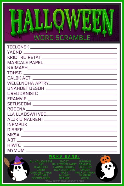 Halloween Word Scramble Printable - Free Halloween Printable