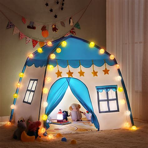 Lowestbest Portable Kids Play Tent, Castle Large Teepee, Fabric Children Playhouse for Indoor ...