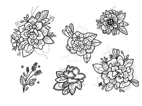 Floral flash sheet : r/TattooDesigns