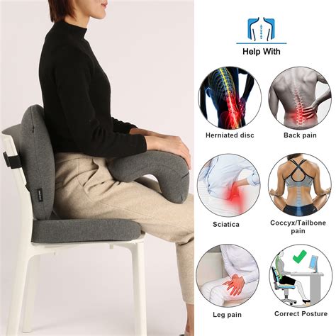 Premium Lumbar Support Pillow, Fuctional Neck & Nap Pillow and Seat Cushion Coccyx Orthopedic ...