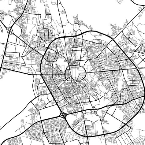 Medina, Al Madīnah al Munawwarah, Saudi Arabia, light map. Many details ...