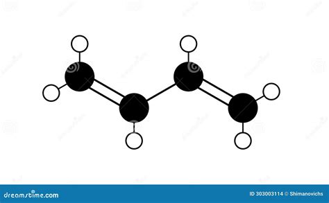 Butadiene Molecular Structure, 1.3-butadiene, Ball And Stick 3d Model, Structural Chemical ...