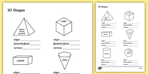 Properties of 3D Shapes Worksheet | Math | Twinkl USA