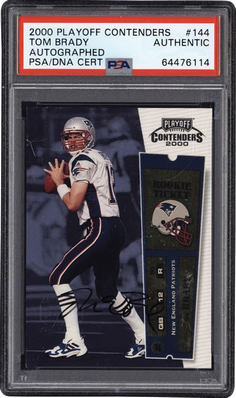 2000 Playoff Contenders Football Rookie Ticket #144 Tom Brady Autograph Card PSA Authentic