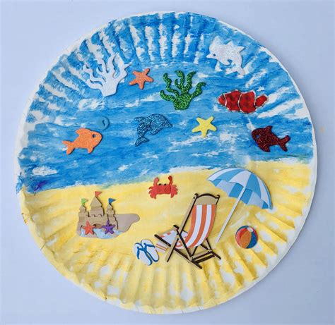 Cute Paper Plate Beach Craft for Kids - Glitter On A Dime