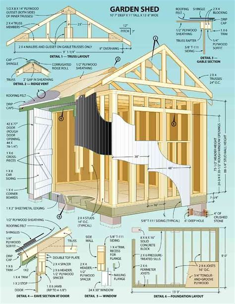 Workshop 12x16 Garden Shed plans Storage House Blueprints with Material List Building Plans ...