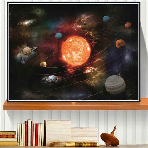 Cosmic 3D Solar System Planets Astronomy Art Painting Print Canvas Poster Wall Decor Pictures ...