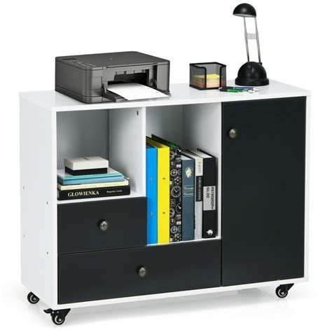 Lateral Mobile Filing Cabinet with 2 Drawers - Costway