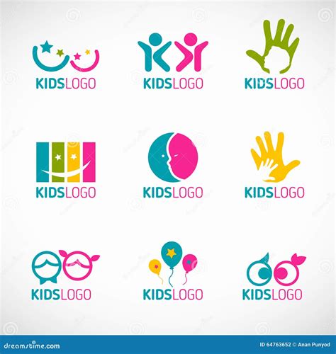 Kids Logo Vector Set Design Stock Vector - Image: 64763652