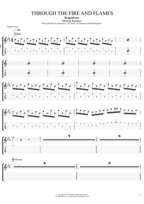 Through the Fire and Flames Tab by DragonForce (Guitar Pro) - Full ...