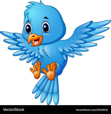 Cute Blue Bird Cartoon Flying Royalty Free Vector Image | The Best Porn Website