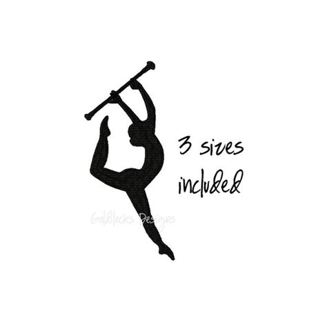 Baton Twirler Dancing Silhouette Embroidery Design 3 Sizes - Etsy