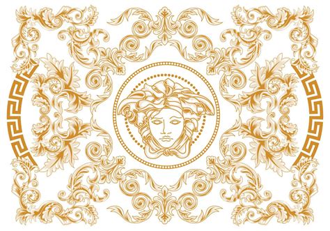 Modern Elegant Abstract Geometric Swirl and Carving Vector Versace ...