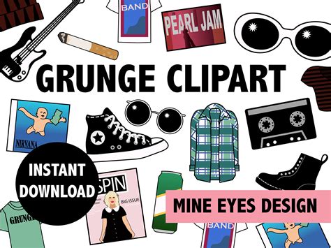 GRUNGE CLIPART 90's music and fashion clip art icons | Etsy