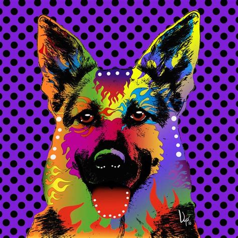 German Shepherd pop art dog German Shepherd art pets by VyaArt