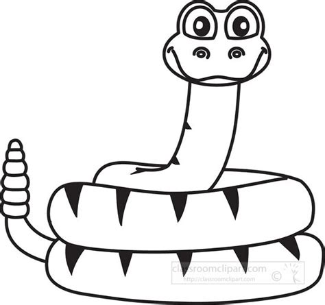 Animal Outline Clipart-rattlesnake cartoon black white outline clipart