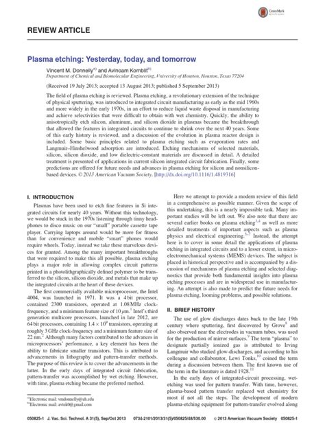 Plasma Etching Review | PDF | Mass Spectrometry | Adsorption