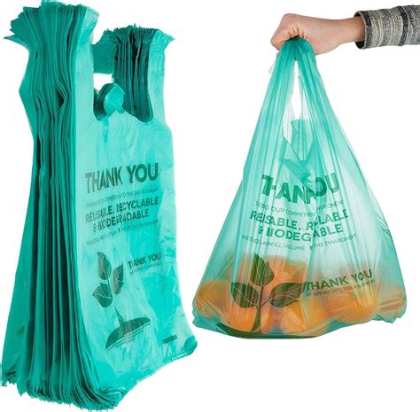 Stock Your Home Eco Friendly 1/6 T-Shirt Bags (100 Count) Biodegradable Plastic Grocery Bags ...