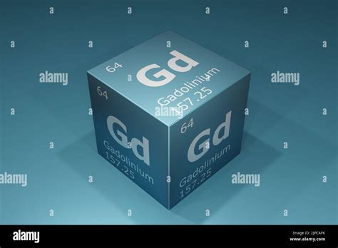 Gadolinium, 3D rendering of symbols of the elements of the periodic ...