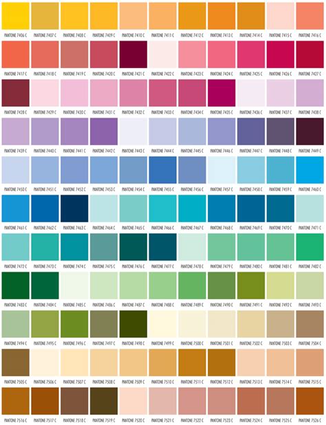 Color Chart Pantone Pms Advanced Digital Nyc - Riset