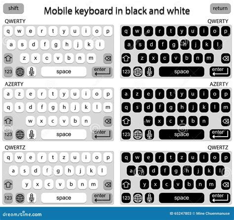 Phone Keyboard In Black And White, Smart Phone Keypad, Mobile Phone Key Text Stock Vector ...