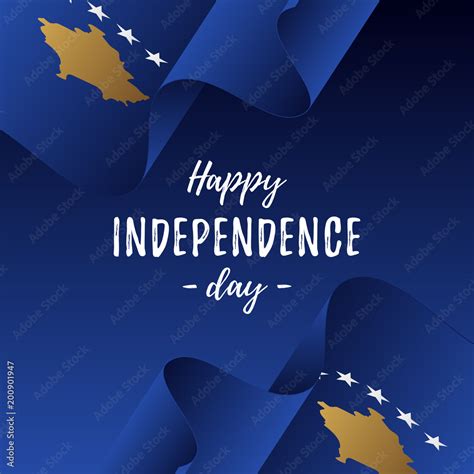 Banner or poster of Kosovo independence day celebration. Kosovo flag. Vector illustration. Stock ...