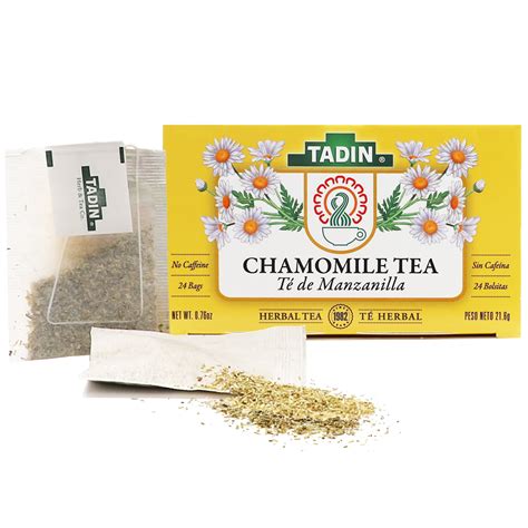 Tadin Tea Chamomile Herbal Tea Bags, with Chamomile Extracts, Manzanilla Tea Bags, 24 Ct, .76 oz ...