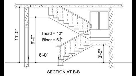 Straight Staircase Plan And Elevation / Garage and garbage reinforcement structure details ...