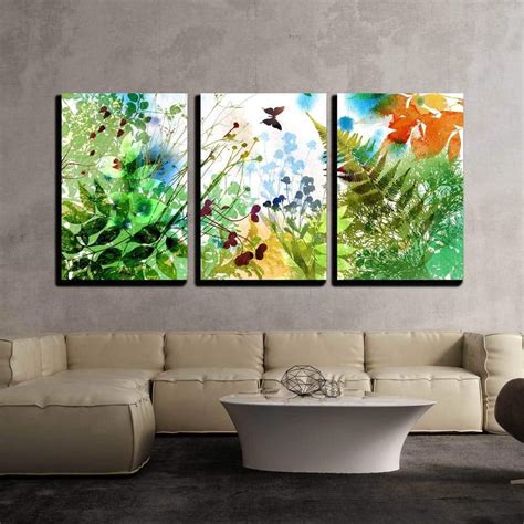 Wall26 3 Piece Canvas Wall Art - Floral Spring and Summer Design, Watercolor Painting - Modern ...