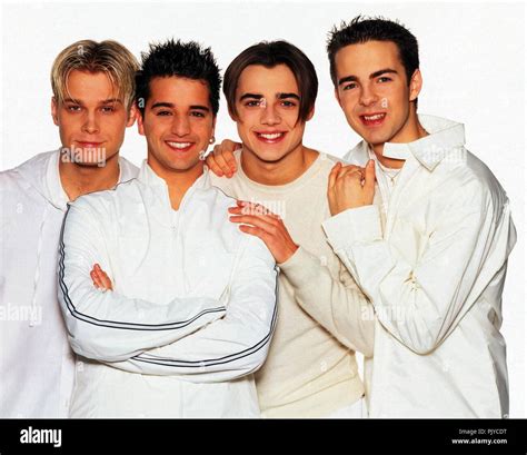 "A1", britische Boyband bei einem Promoshooting in München, Deutschland 2000. British boy band ...