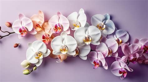 Premium Photo | Orchids on a purple background