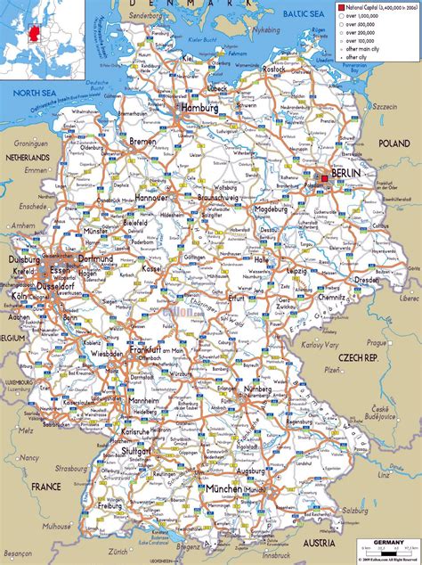 Large road map of Germany with cities and airports | Germany | Europe ...