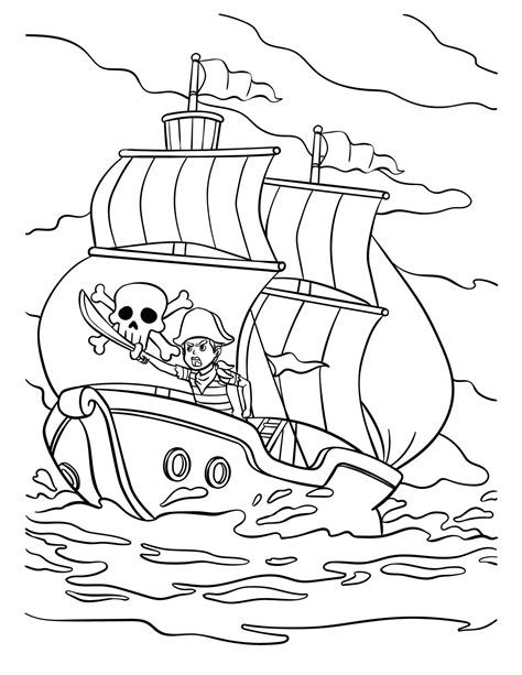 Pirate Ship Coloring Page for Kids 16920864 Vector Art at Vecteezy