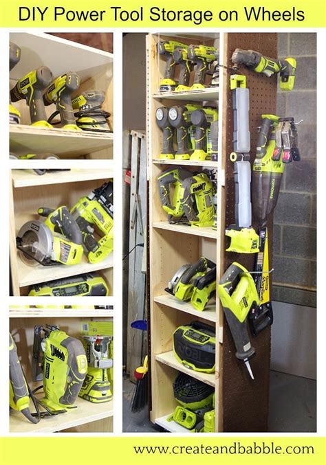 DIY Power Tool Storage Unit on Wheels | Power tool storage, Tool storage cabinets, Tool storage diy