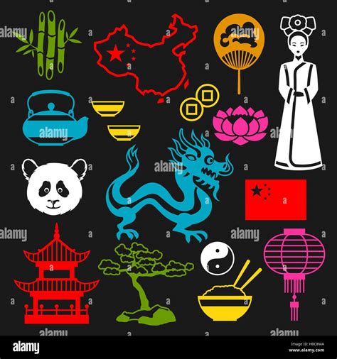 China icons set. Chinese symbols and objects Stock Vector Image & Art ...