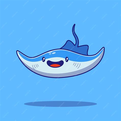 Premium Vector | Cute manta ray swimming illustration. manta ray mascot cartoon characters ...