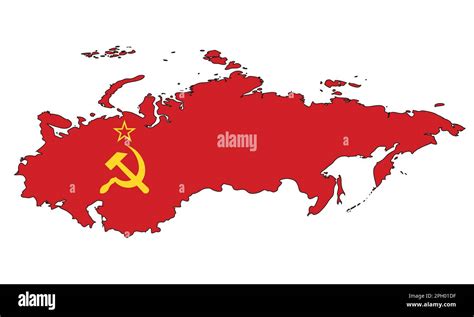 Union of Soviet Socialist Republics map with flag - outline of a state with a national flag ...