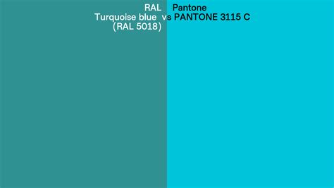 RAL Turquoise blue (RAL 5018) vs Pantone 3115 C side by side comparison