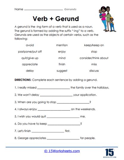 Gerunds Worksheets - 15 Worksheets.com