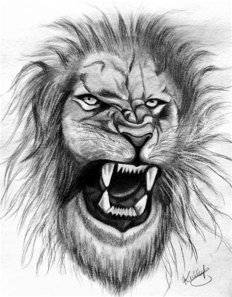 Roaring Lion Pencil Drawing