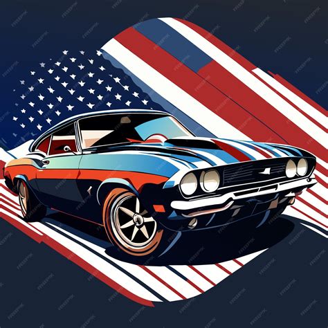 Premium Vector | Vintage car with american flag colors vector illustration