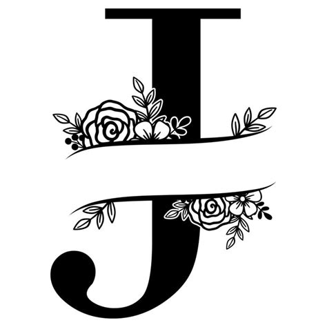 Alphabets Flower Monogram, Letter J in 2023 | Floral monogram letter ...