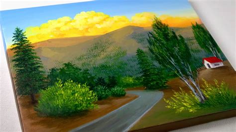 Sunset Painting | Sunset Mountain Painting | Acrylic Painting - YouTube