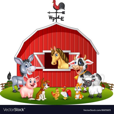 Cartoon of Farm background with animals Royalty Free Vector | Animales de granja animados ...