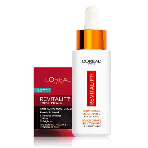 Buy L'Oreal Paris Revitalift 12% Pure C Serum, E, Salicylic , Brightening 1 oz + Moisturizer ...